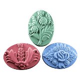 Three Flower (Bouquets) Soap Mold by Milky Way Molds - Click Image to Close